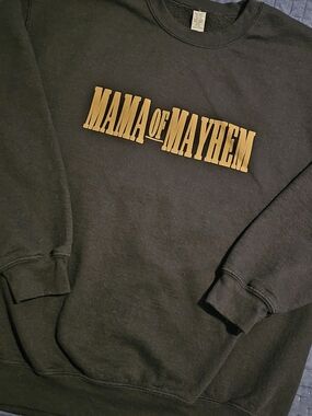 Mama of Mayhem Graphic Sweatshirt - Black with Gold Text